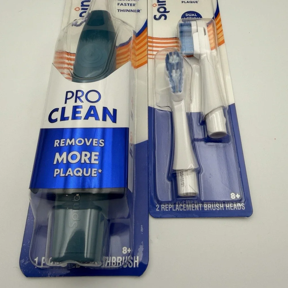 (1) Spinbrush Pro Clean Battery Powered Toothbrush & (1) Pack Replacement Heads